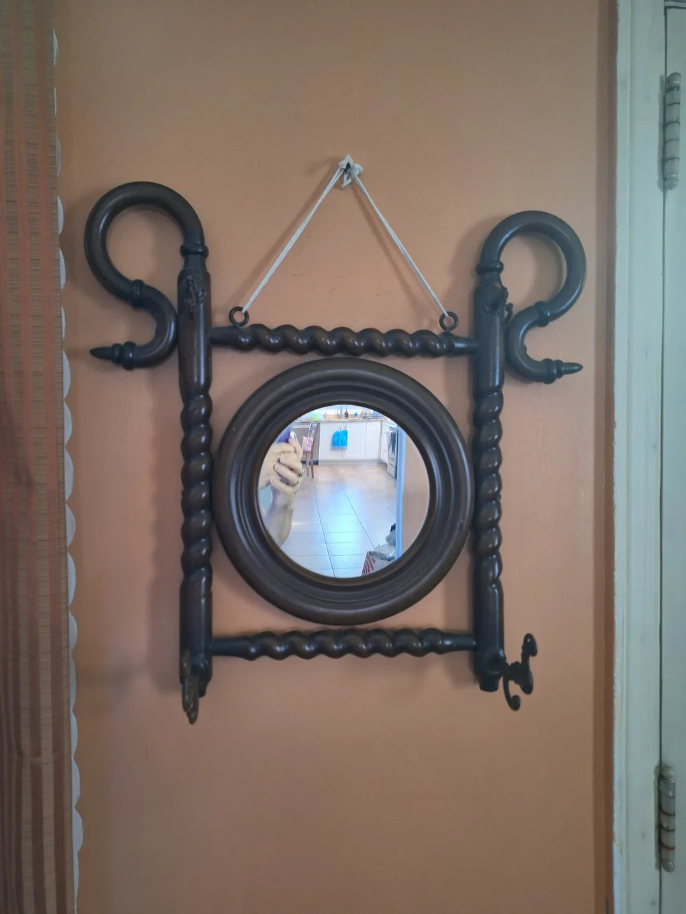 Antique/vintage Victorian-style turned wood entryway hat and coat rack & Mirror